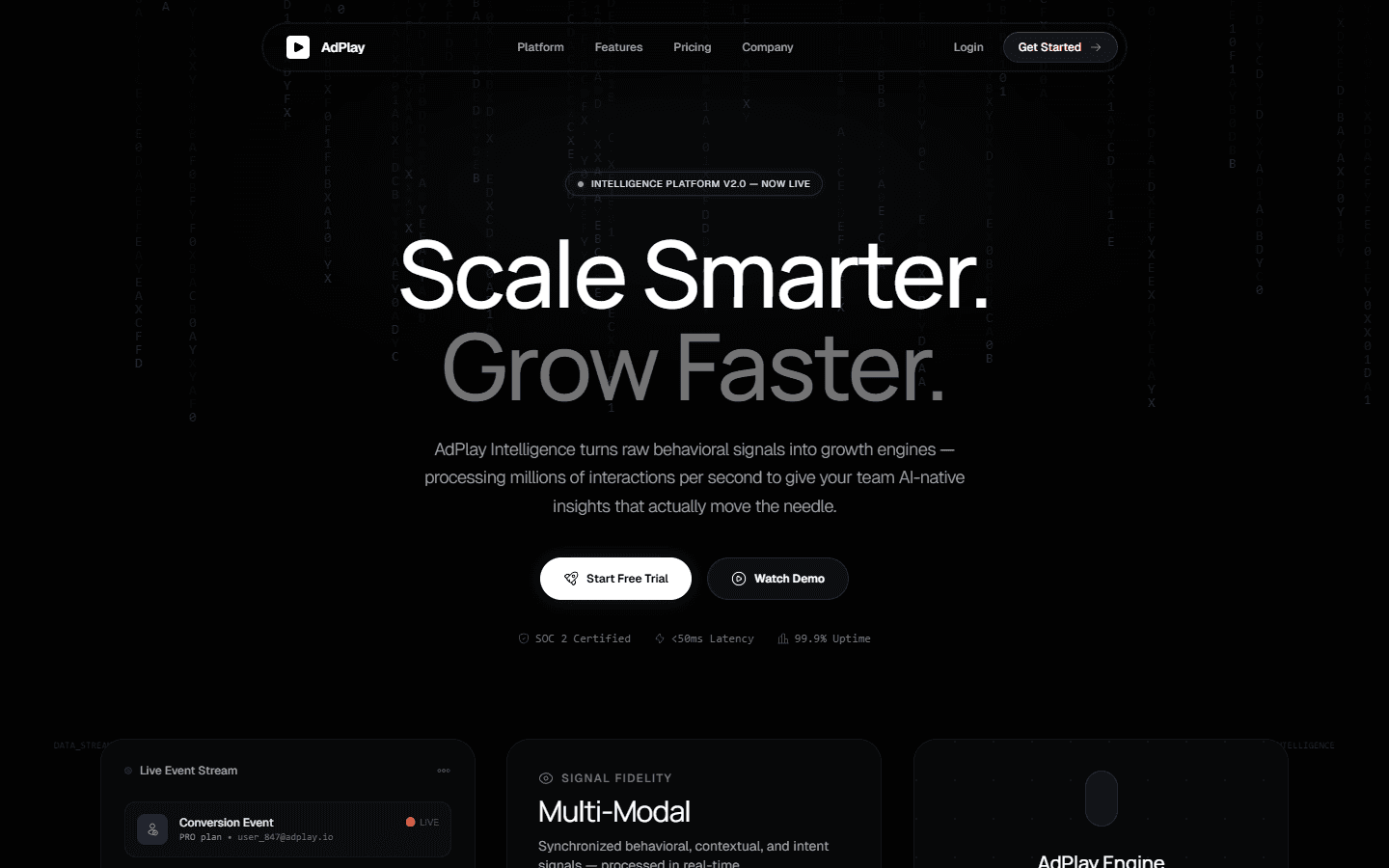 Intelligence — SaaS Landing