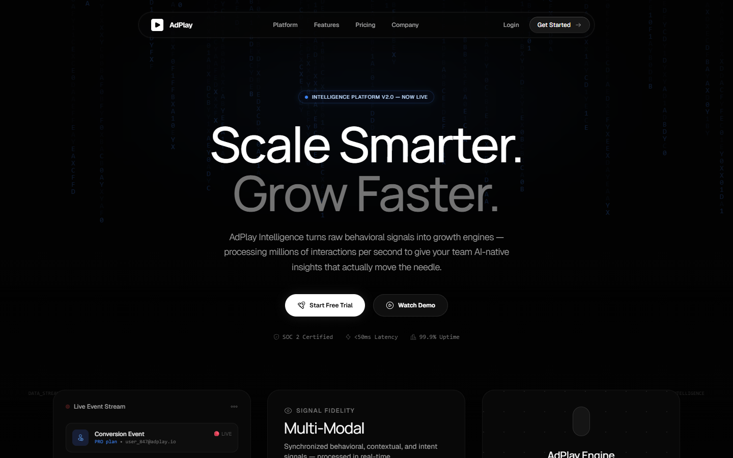 Intelligence — SaaS Landing